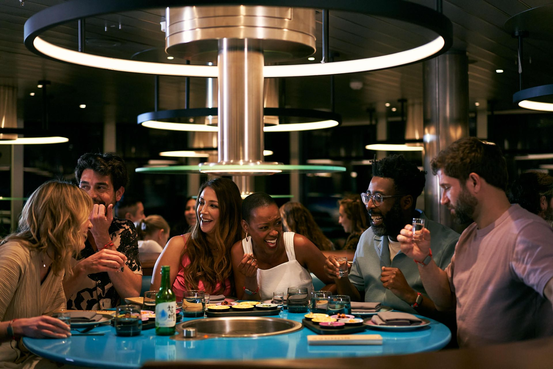Friends at a hosted dinner